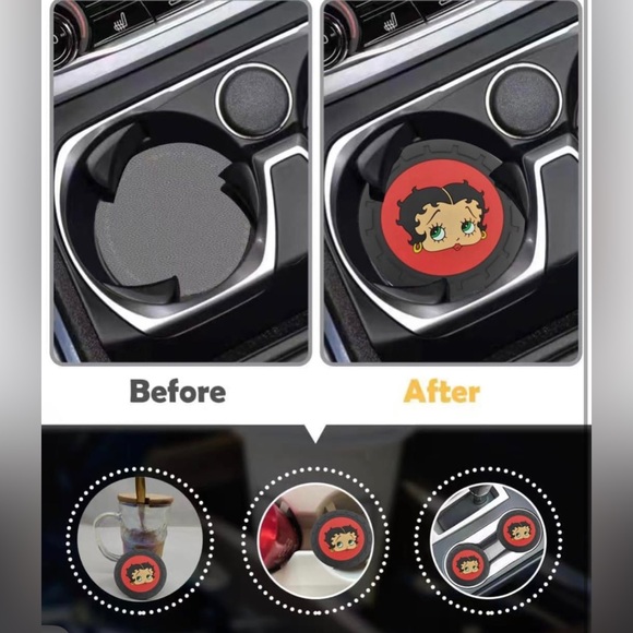 Cup Holder Coasters,2.75-Inch Car Interior Accessories Durable Non Slip Silicone - Picture 3 of 4